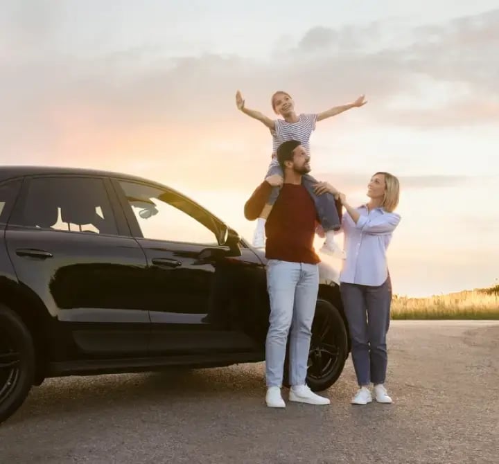 Family with car